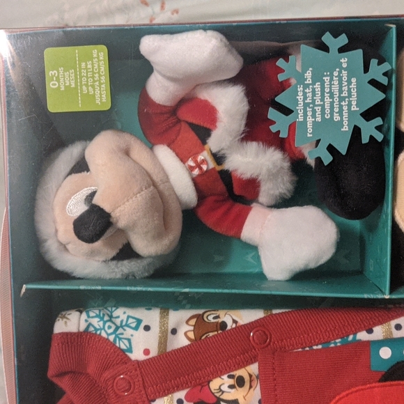 Disney Santa Mickey First Christmas Romper Hat Bib Set Baby Size 0-3 Months - Picture 6 of 6